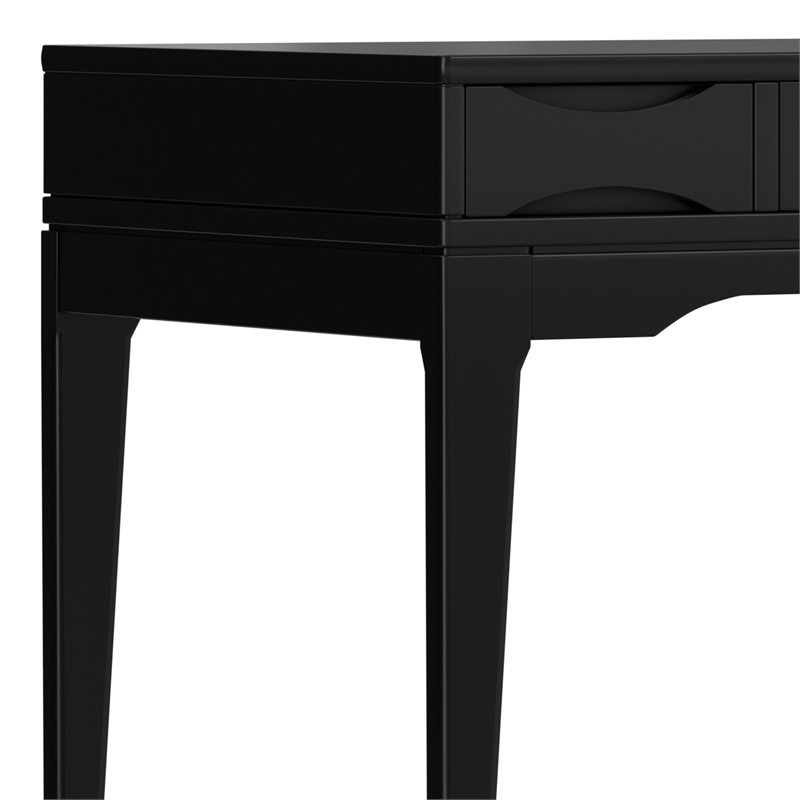 Pemberly Row Harper 48 in Rubberwood Desk with Keyboard Tray in Black