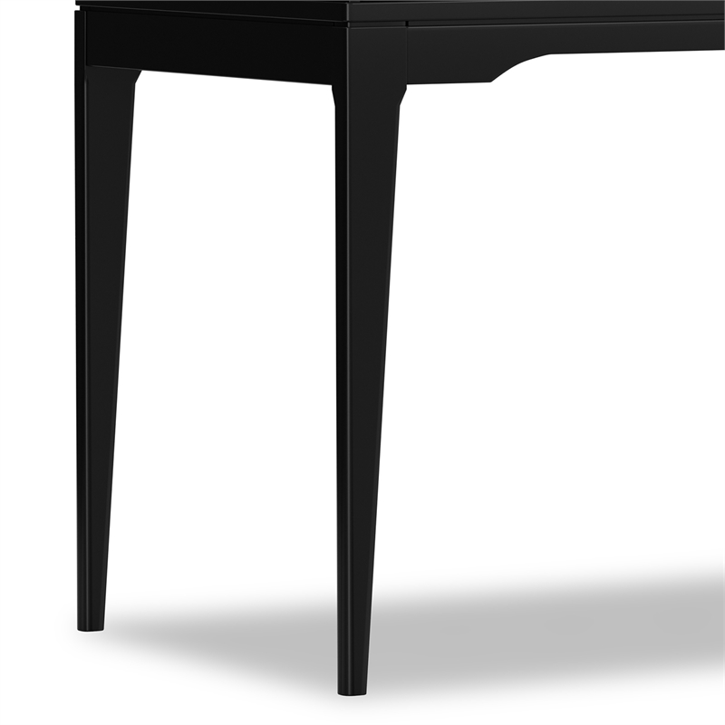 Pemberly Row Harper 48 in Rubberwood Desk with Keyboard Tray in Black