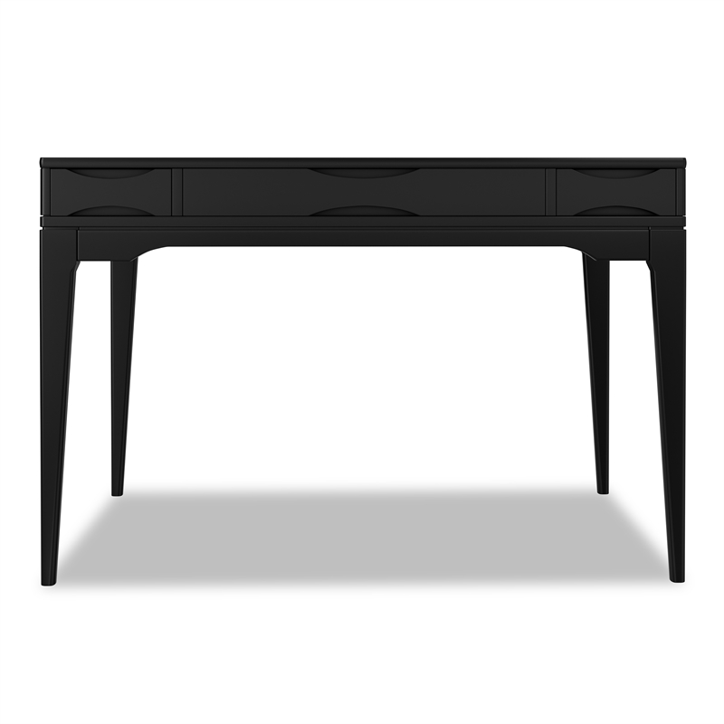 Pemberly Row Harper 48 in Rubberwood Desk with Keyboard Tray in Black