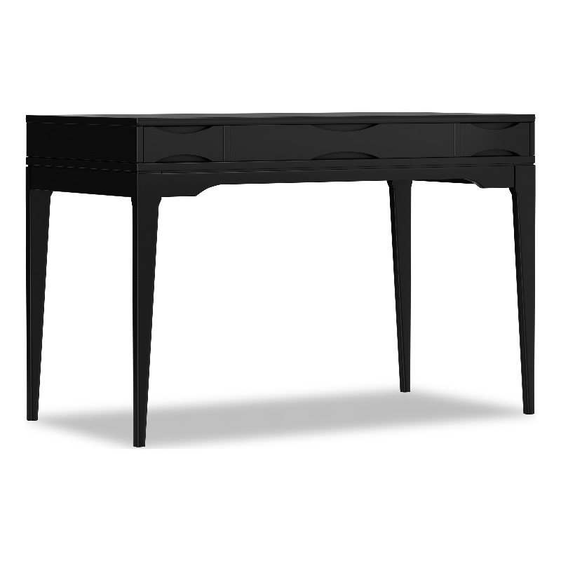 Pemberly Row Harper 48 in Rubberwood Desk with Keyboard Tray in Black