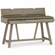 Pemberly Row Solid Wood Industrial Flip-Up Desk in Distressed Gray