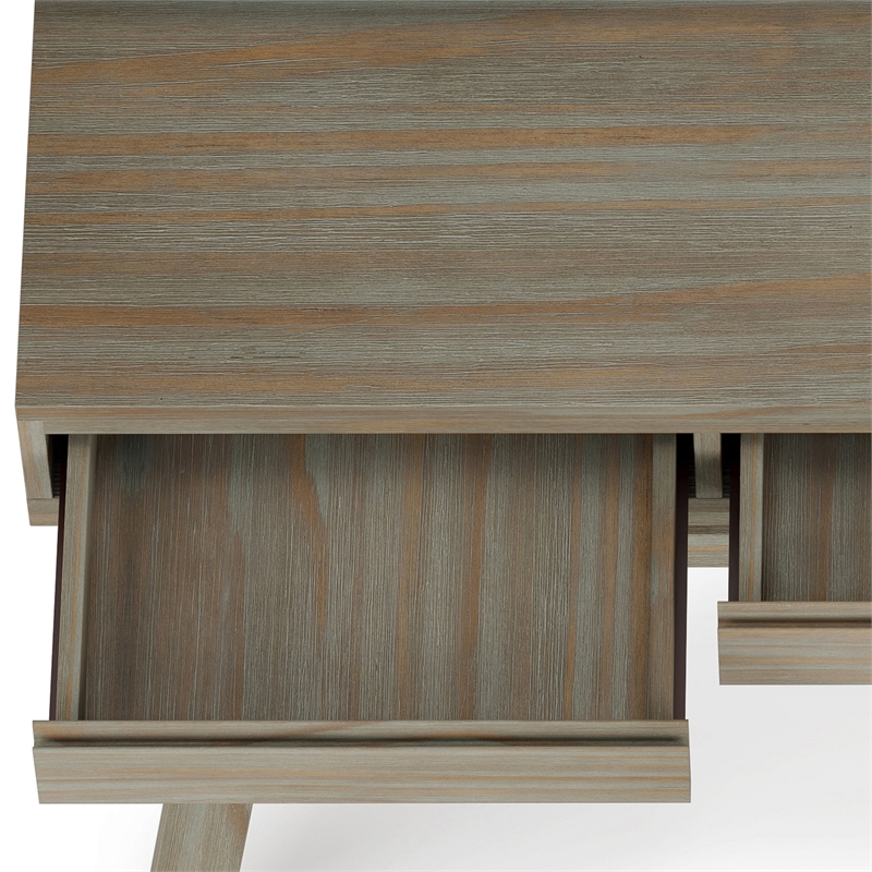 Pemberly Row Solid Wood Industrial Flip-Up Desk in Distressed Gray