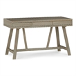 Pemberly Row Solid Wood Industrial Flip-Up Desk in Distressed Gray