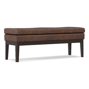 Pemberly Row Ottoman Bench in Distressed Chestnut Brown Vegan Leather