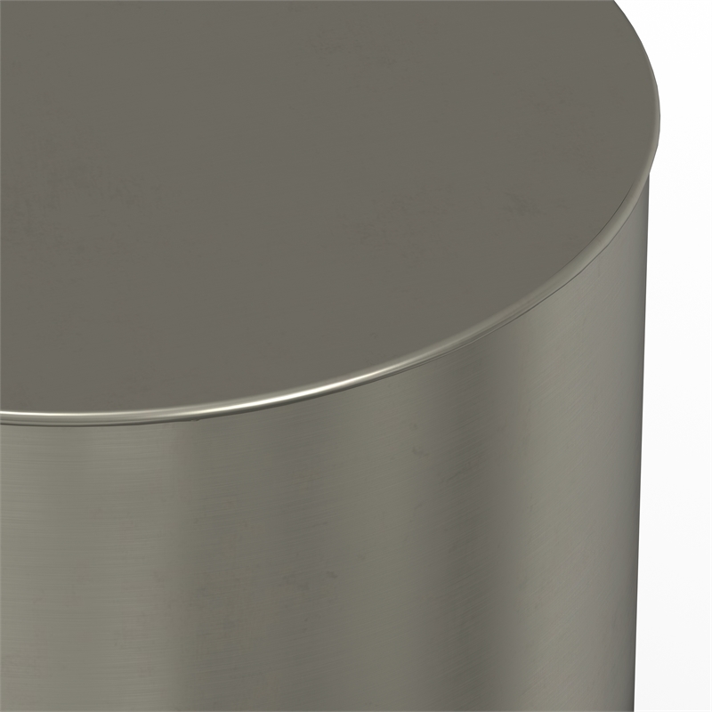 Pemberly Row Metal Cylinder Accent Table in Ombre Black and Silver