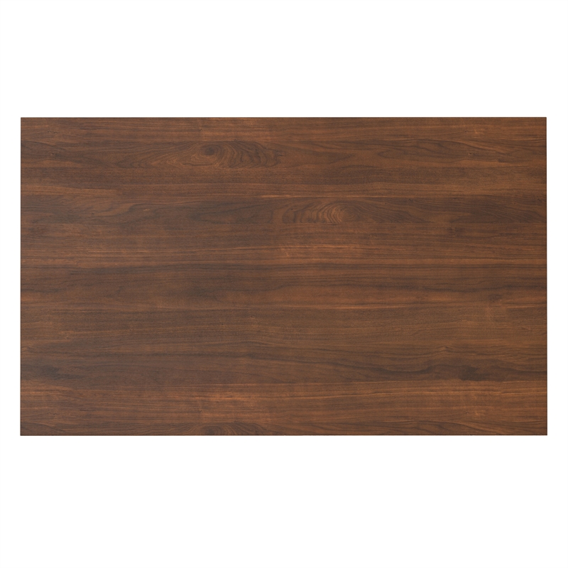Pemberly Row Industrial Dining Table in Walnut Veneer with Black Metal Legs