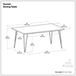 Pemberly Row Industrial Dining Table in Walnut Veneer with Black Metal Legs