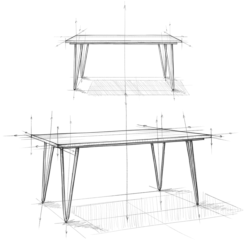 Pemberly Row Industrial Dining Table in Walnut Veneer with Black Metal Legs