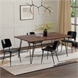 Pemberly Row Industrial Dining Table in Walnut Veneer with Black Metal Legs