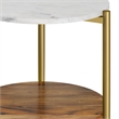 Pemberly Row Round Marble & Acacia Side Tables in White/Natural (Set of 2)
