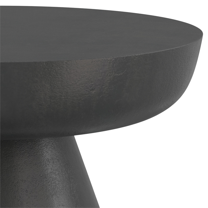 Pemberly Row Round Pedestal Coffee Table in Black Nickel Aluminum