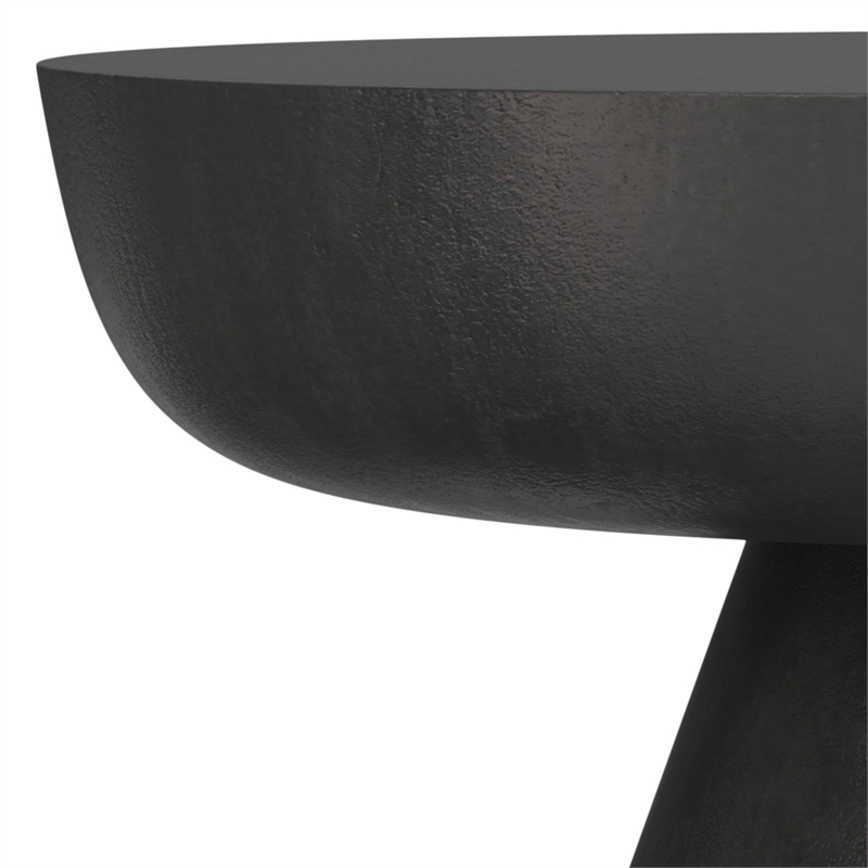 Pemberly Row Round Pedestal Coffee Table in Black Nickel Aluminum