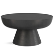 Pemberly Row Round Pedestal Coffee Table in Black Nickel Aluminum