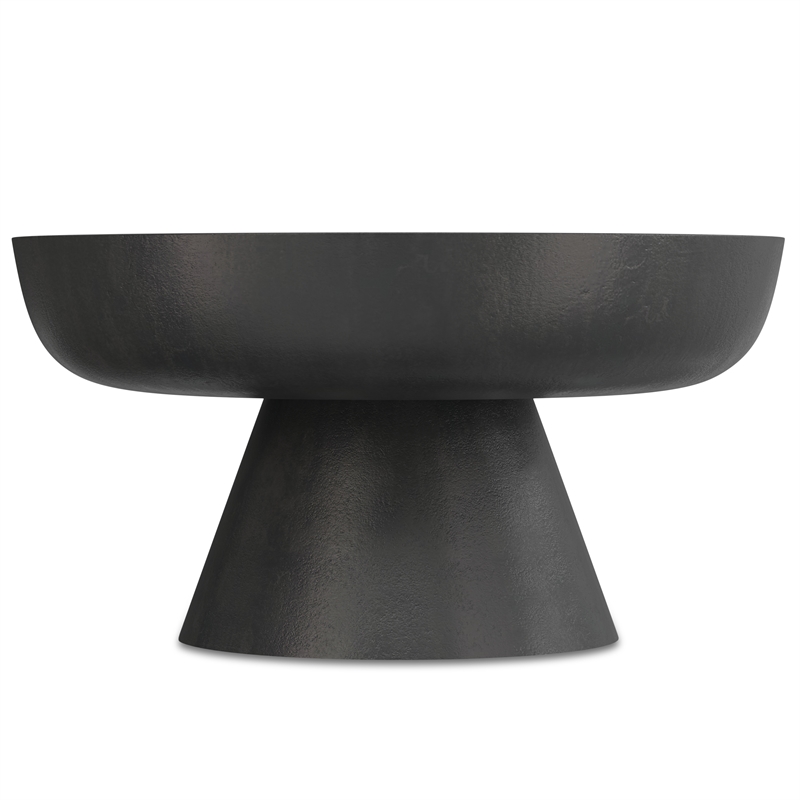 Pemberly Row Round Pedestal Coffee Table in Black Nickel Aluminum