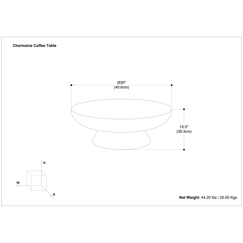 Pemberly Row Round Pedestal Coffee Table in Black Nickel Aluminum