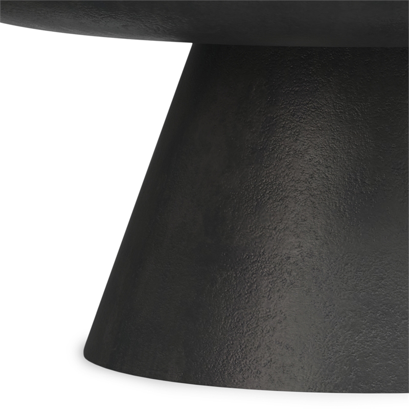 Pemberly Row Round Pedestal Coffee Table in Black Nickel Aluminum