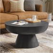 Pemberly Row Round Pedestal Coffee Table in Black Nickel Aluminum