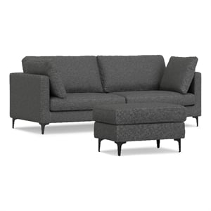 Pemberly Row Sofa and Ottoman Set in Performance Fabric Pebble Gray