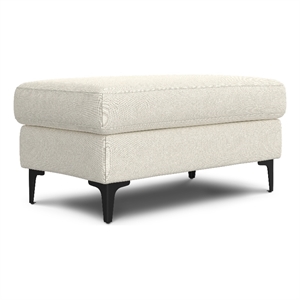 Pemberly Row Mid-Century Ottoman Performance Fabric in Cream
