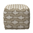 Pemberly Row Handwoven Cotton & Jute Pouf in Natural and White