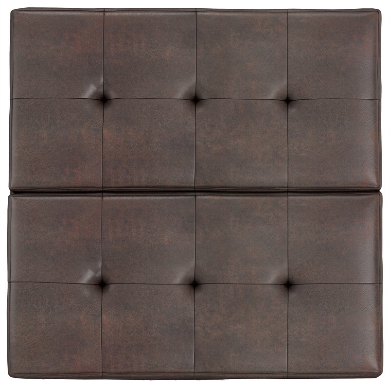 Pemberly Row 36 in Lift Top Coffee Table Ottoman in Brown Faux Leather