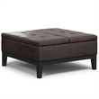 Pemberly Row 36 in Lift Top Coffee Table Ottoman in Brown Faux Leather