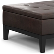 Pemberly Row 36 in Lift Top Coffee Table Ottoman in Brown Faux Leather