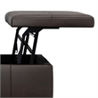 Pemberly Row 36 in Lift Top Coffee Table Ottoman in Brown Faux Leather
