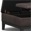 Pemberly Row 36 in Lift Top Coffee Table Ottoman in Brown Faux Leather