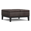Pemberly Row 36 in Lift Top Coffee Table Ottoman in Brown Faux Leather