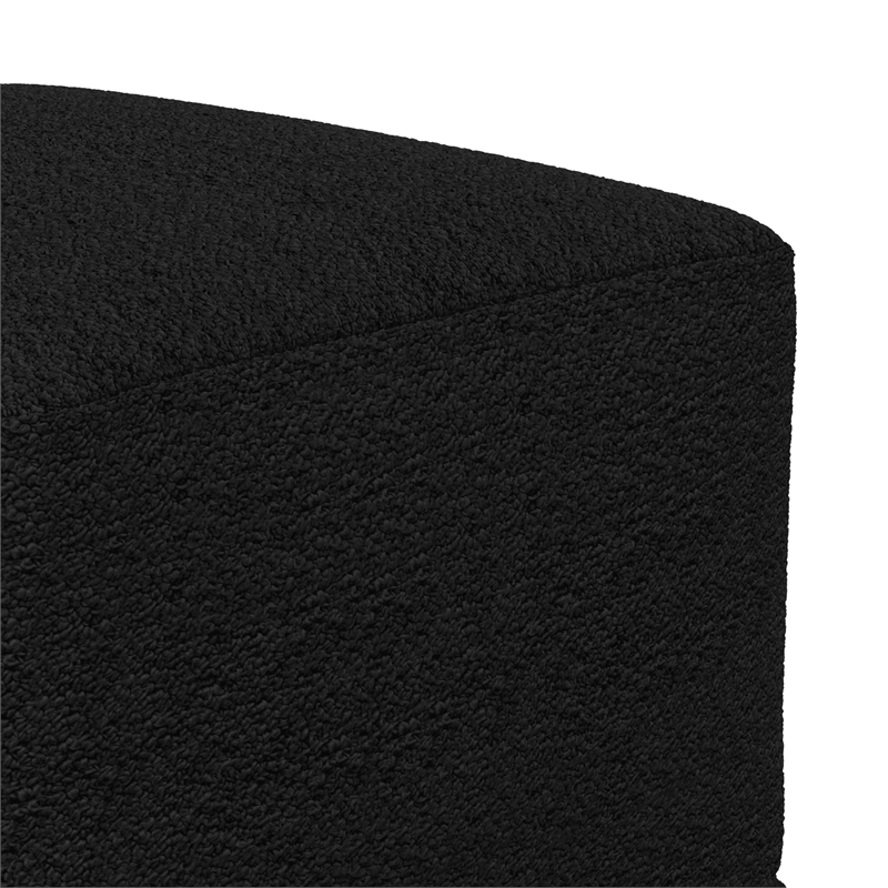 Pemberly Row 24 in Wide Black Boucle Square Pouf Ottoman