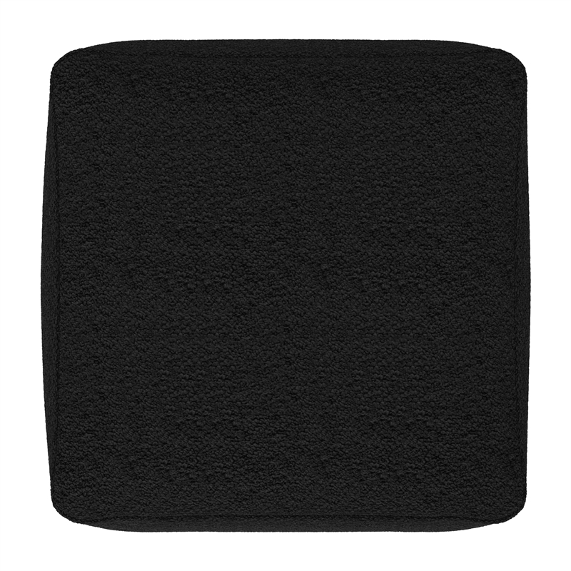 Pemberly Row 24 in Wide Black Boucle Square Pouf Ottoman