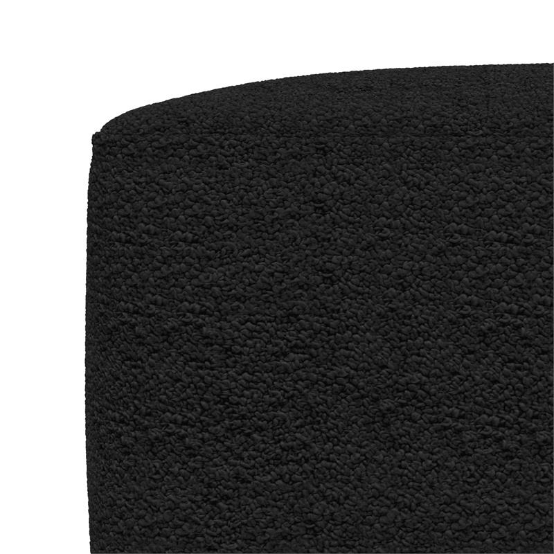 Pemberly Row 24 in Wide Black Boucle Square Pouf Ottoman