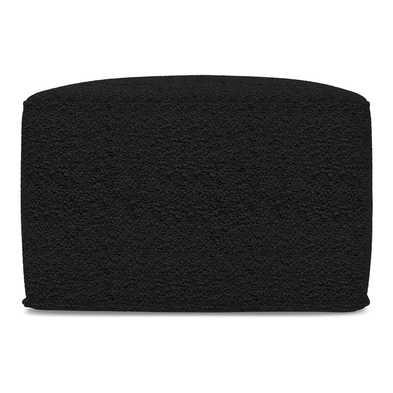 Pemberly Row 24 in Wide Black Boucle Square Pouf Ottoman