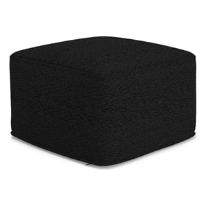 Pemberly Row 24 in Wide Black Boucle Square Pouf Ottoman