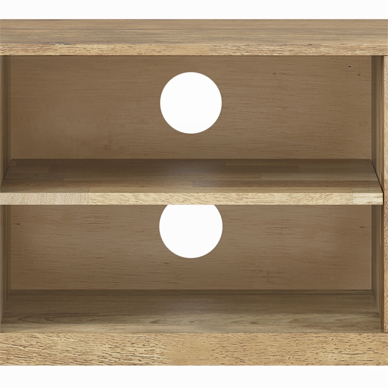 Pemberly Row 60 in Wide Mango Wood TV Stand with Brass Inlay in Natural