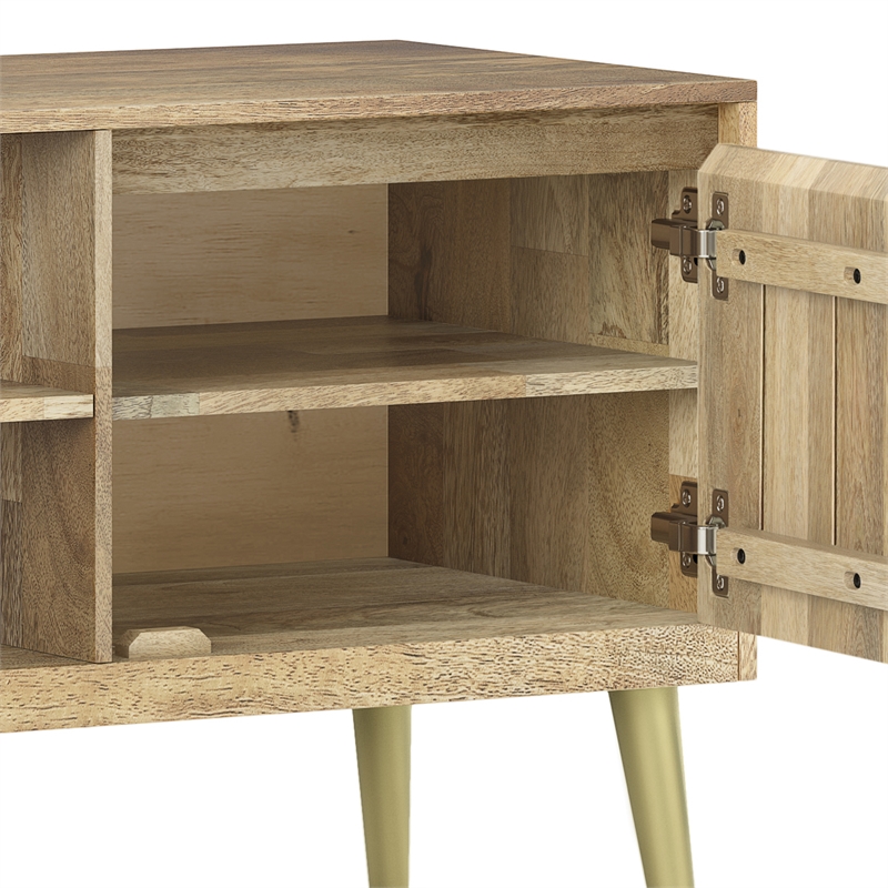 Pemberly Row 60 in Wide Mango Wood TV Stand with Brass Inlay in Natural