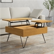 Pemberly Row Industrial Lift-Top Coffee Table in Solid Wood Oak Veneer