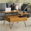 Pemberly Row Industrial Lift-Top Coffee Table in Solid Wood Oak Veneer