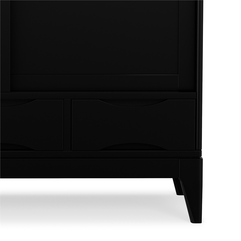 Pemberly Row Modern Hardwood Storage Cabinet with Sliding Doors in Black