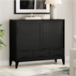 Pemberly Row Modern Hardwood Storage Cabinet with Sliding Doors in Black