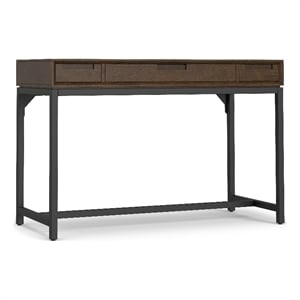 Pemberly Row 48 in Solid Wood Desk in Walnut Brown with Metal Base