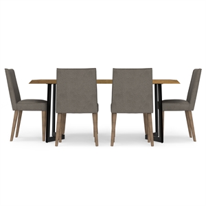 Pemberly Row 7Pc Dining Set with Taupe Fabric Chairs and Mango Wood Table