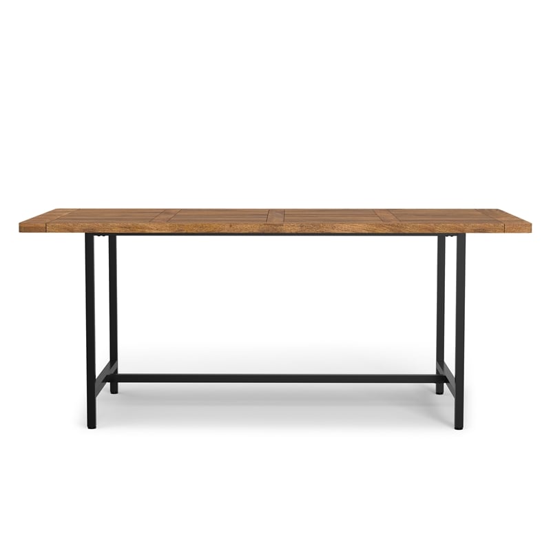 Pemberly Row Campbell 72 x 36 Wood Dining Table Burnt Wax & Industrial Style