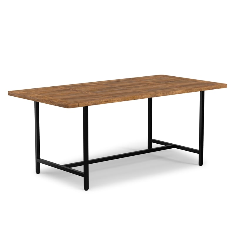 Pemberly Row Campbell 72 x 36 Wood Dining Table Burnt Wax & Industrial Style