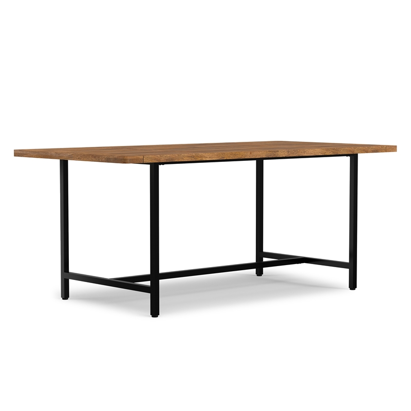 Pemberly Row Campbell 72 x 36 Wood Dining Table Burnt Wax & Industrial Style