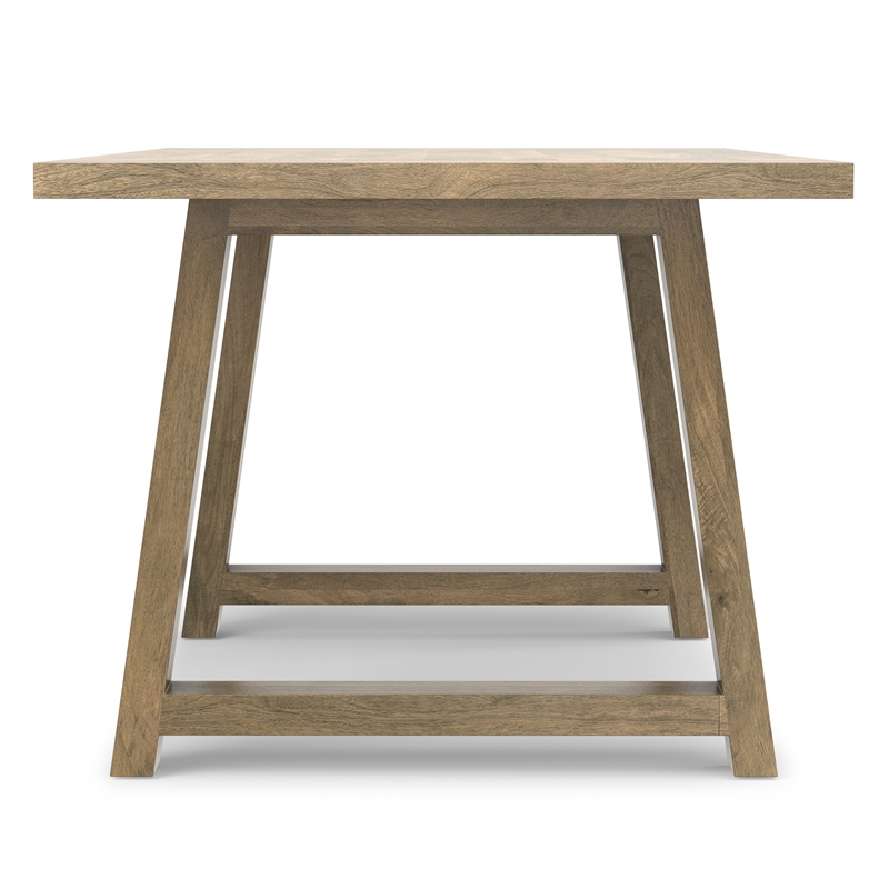 Pemberly Row Aeris 72 in Solid Mango Wood Farmhouse Dining Table in Grey Wash