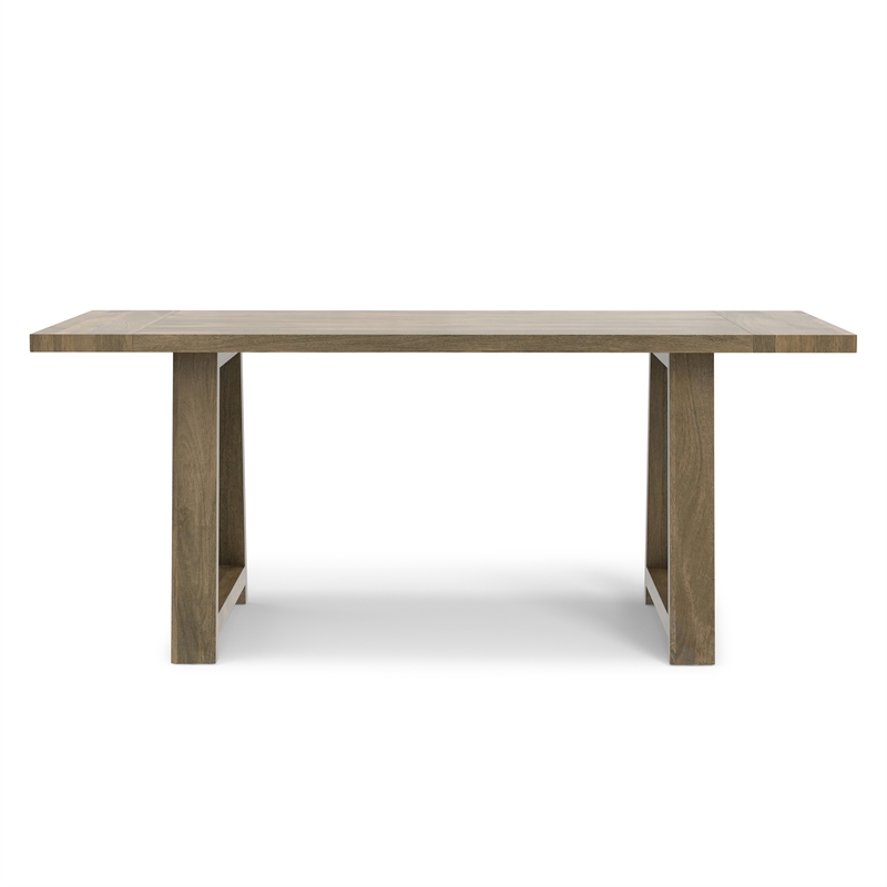 Pemberly Row Aeris 72 in Solid Mango Wood Farmhouse Dining Table in Grey Wash