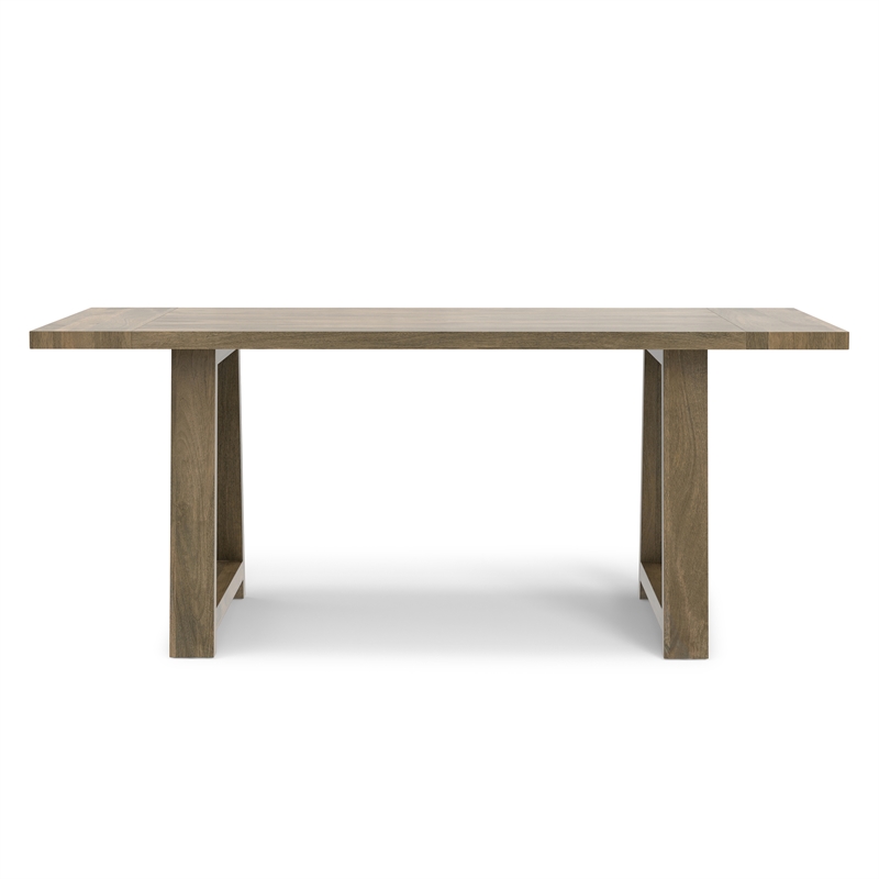 Pemberly Row Aeris 72 in Solid Mango Wood Farmhouse Dining Table in Grey Wash