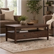 Pemberly Row Warm Shaker 48 in Wide Wood Coffee Table in Distressed Charcoal